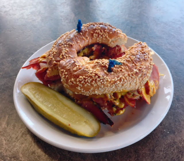 Montreal smoked meat, kettleman's bagel, sweet mustard, twiggs, sandwich of the day, friday