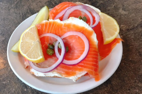 smoked salmon, sandwich