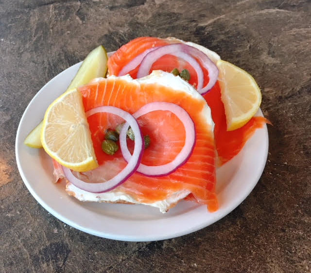 smoked salmon, sandwich